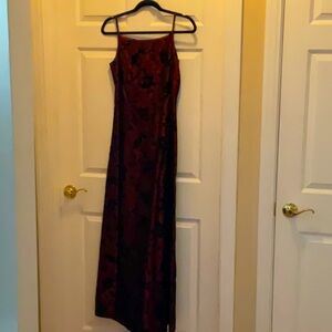 Elegant Red and Black Floral Dress